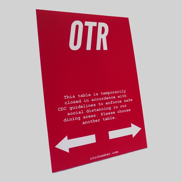 OTR "Closed Table" Table Top Sign